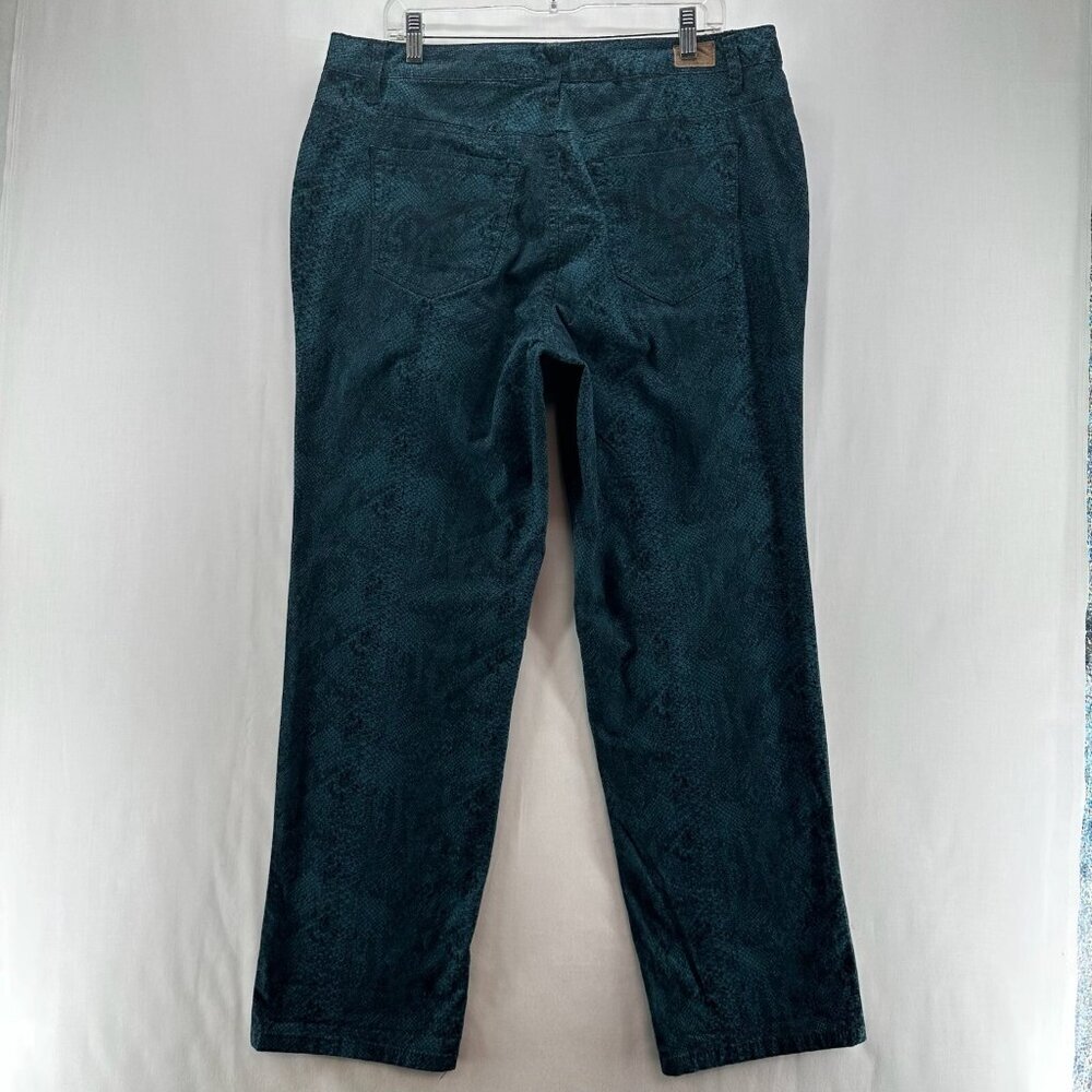 Bandolino Mandie Pants Women Sz 14W High Rise Straight Snake Print Stretchy Teal - Picture 2 of 11